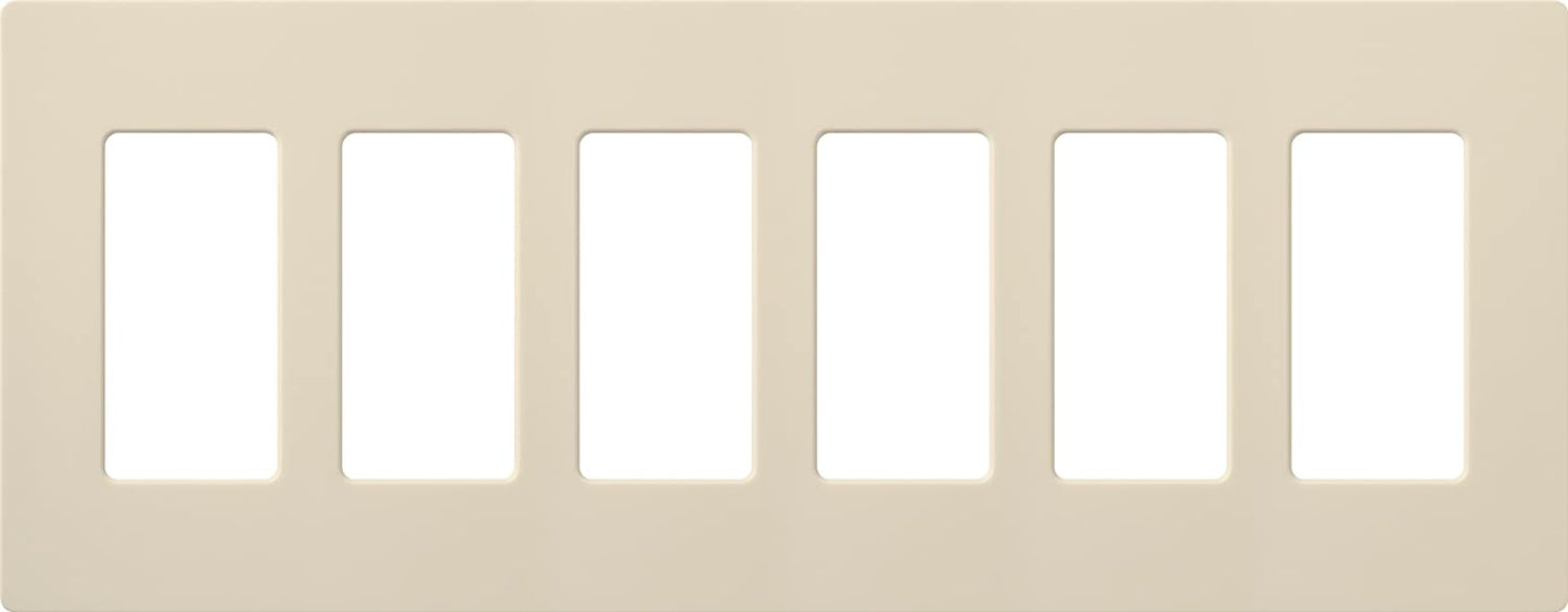 Lutron Claro Wallplate 6 Gang, Light Almond (CW-6-LA)