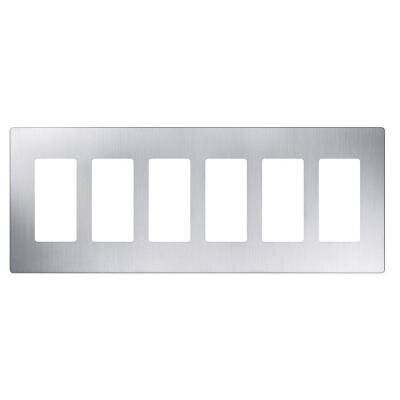 Lutron Claro Wallplate 6 Gang, Stainless (CW-6-SS)