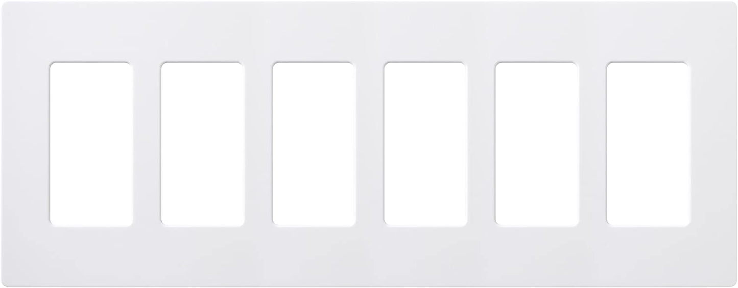 Lutron Claro Wallplate 6 Gang, White (CW-6-WH)