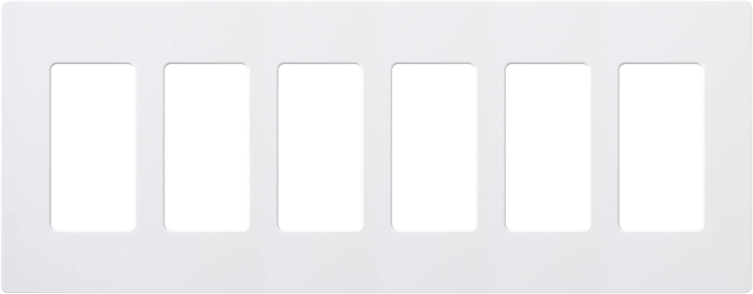 Lutron Claro Wallplate 6 Gang, White (CW-6-WH)