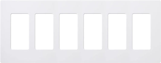 Lutron Claro Wallplate 6 Gang, White (CW-6-WH)