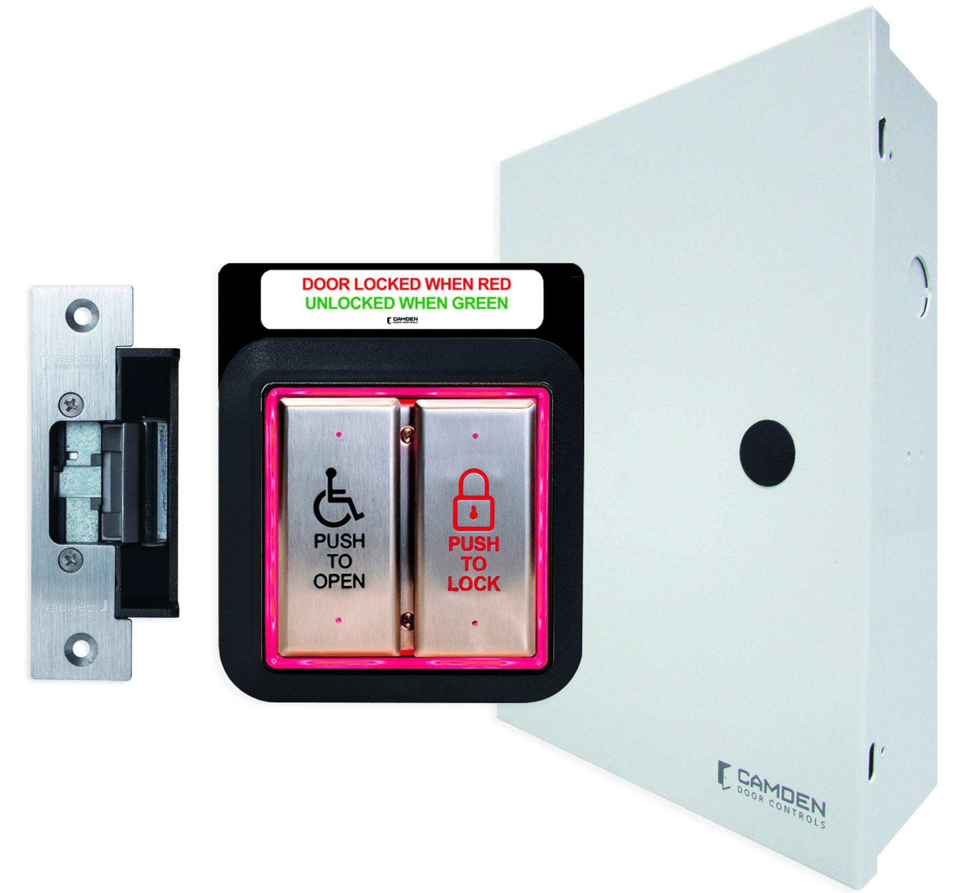 Camden Restroom Control Kit, Flush Mount Illuminated System w/ Power,Encl,Strike (CX-WC13AXFM-PS)