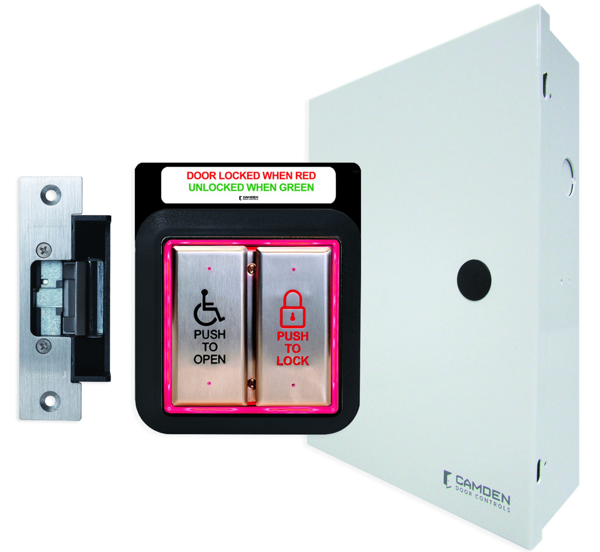 Camden Restroom Control Kit, Flush Mount Illuminated System w/ Power,Encl,Strike (CX-WC13AXFM-PS)