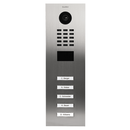 DoorBird IP Video Door Intercom 5 Buttons for 5 Tenants, Brushed Stainless Steel (D2105V)