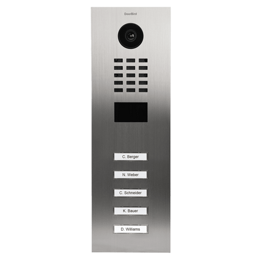 DoorBird IP Video Door Intercom 5 Buttons for 5 Tenants, Brushed Stainless Steel (D2105V)