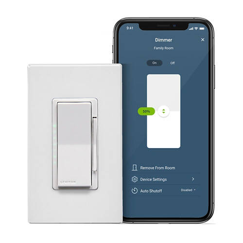 Leviton Decora Smart WiFi ELV / LED Phase Selectable Dimmer, 2nd Gen, White (D2ELV-1BW)