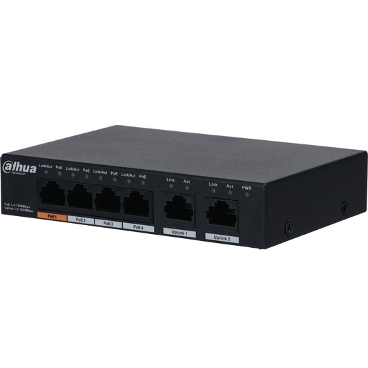 Dahua 4-port PoE Gigabit switch 60W(Hi-PoE) (DH-PFS3006-4GT-60)