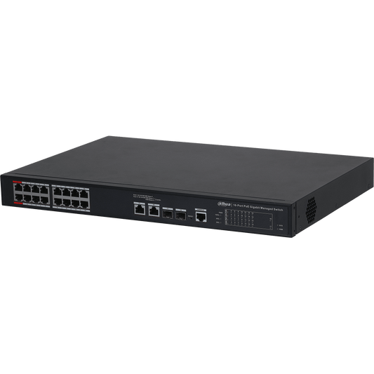 Dahua 16-Port PoE Desktop Managed Fast Ethernet Switch ( IEEE802.3bt 90W PoE) (DH-PFS4218-16ET2GF-240)