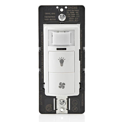 Leviton Decora In-Wall Combination Humidity Sensor / Fan Control w Light Switch (DHD05-1LW)