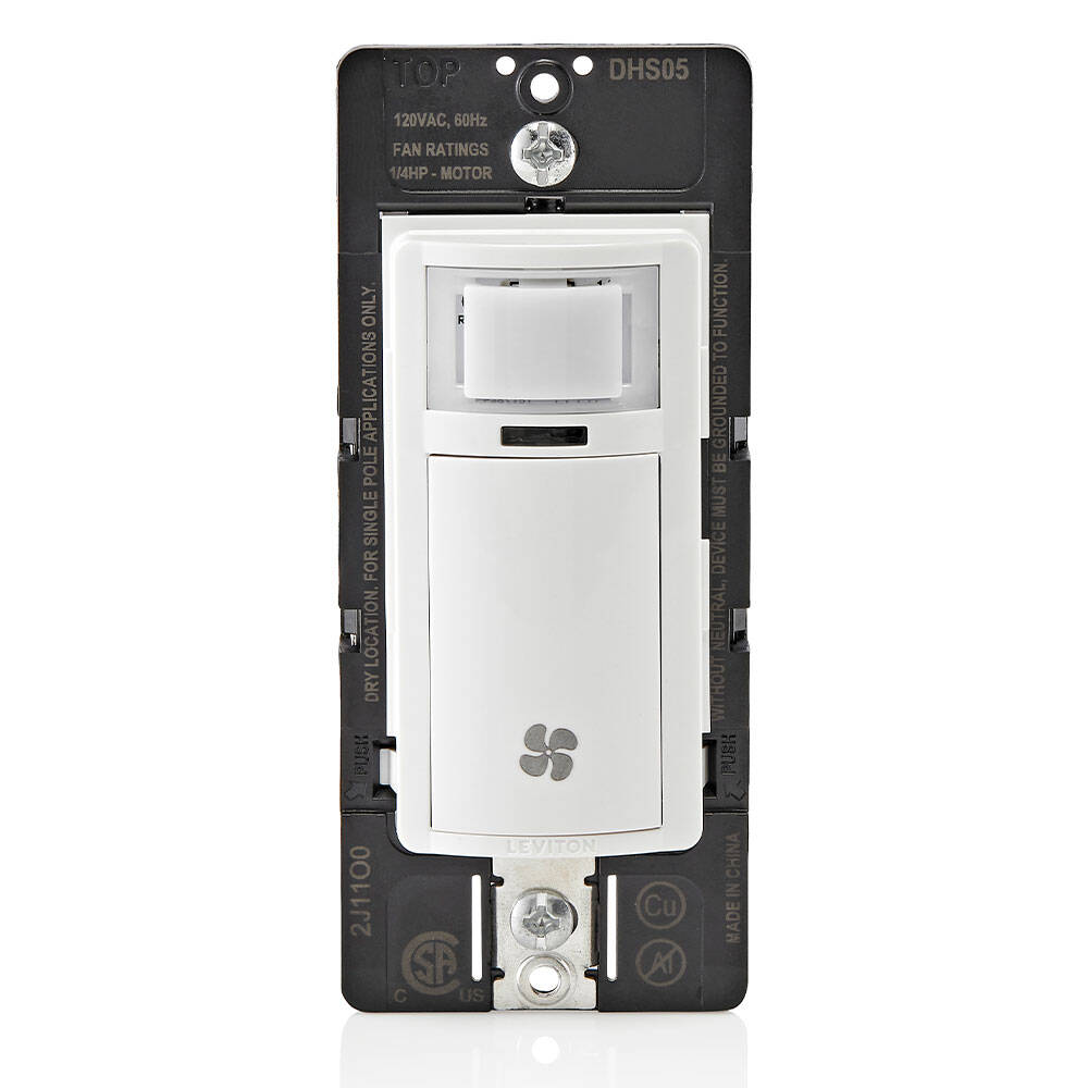Leviton Decora In-Wall Humidity Sensor and Fan Control Switch, White (DHS05-1LW)
