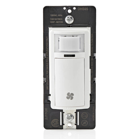 Leviton Decora In-Wall Humidity Sensor and Fan Control Switch, White (DHS05-1LW)