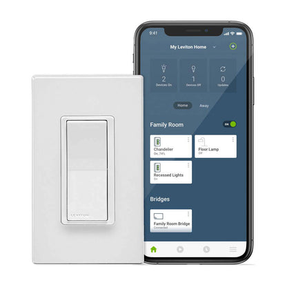 Leviton Decora Smart WiFi No Neutral On Off Switch (MLWSB-1BW Bridge Required) (DN15S-1BW)