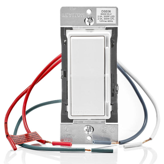 Leviton Decora Electronic Low Voltage, Dimmable LED/CFL Rocker-Slide (DSE06-10Z)