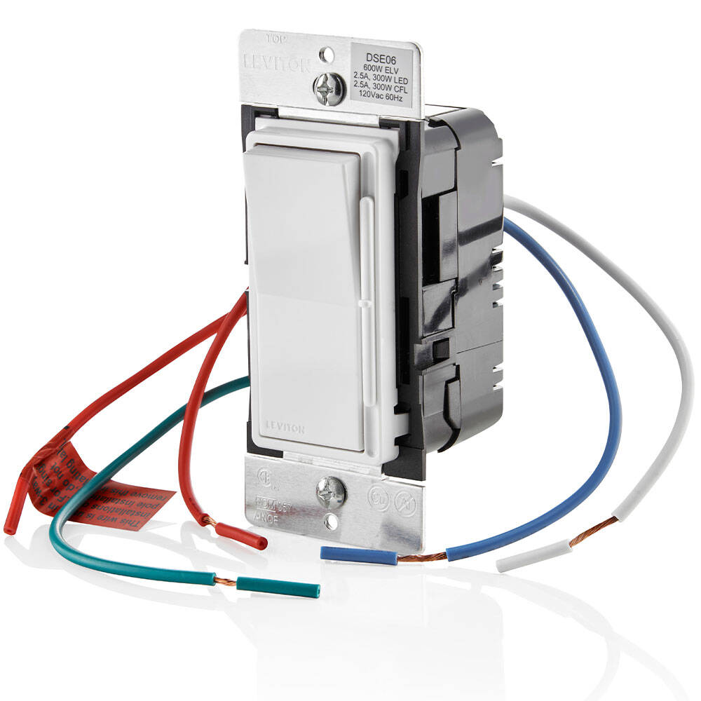 Leviton Decora Electronic Low Voltage, Dimmable LED/CFL Rocker-Slide (DSE06-10Z)