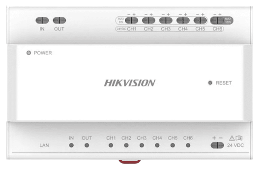 Hikvision 2 Wire IP Distributor, Din Rail, 24VDC (DS-KAD706Y-P)