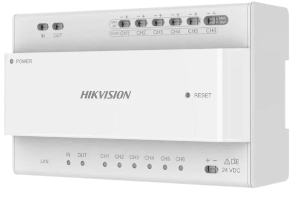 Hikvision 2 Wire IP Distributor, Din Rail, 24VDC (DS-KAD706Y-P)