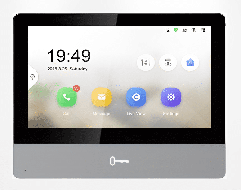 Hikvision Video Intercom Indoor Station, 7" IPS Touch Screen, Phys Unlock Button (DS-KH8350-WTE1)