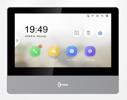 Hikvision Video Intercom Indoor Station, 7" IPS Touch Screen, Phys Unlock Button (DS-KH8350-WTE1)
