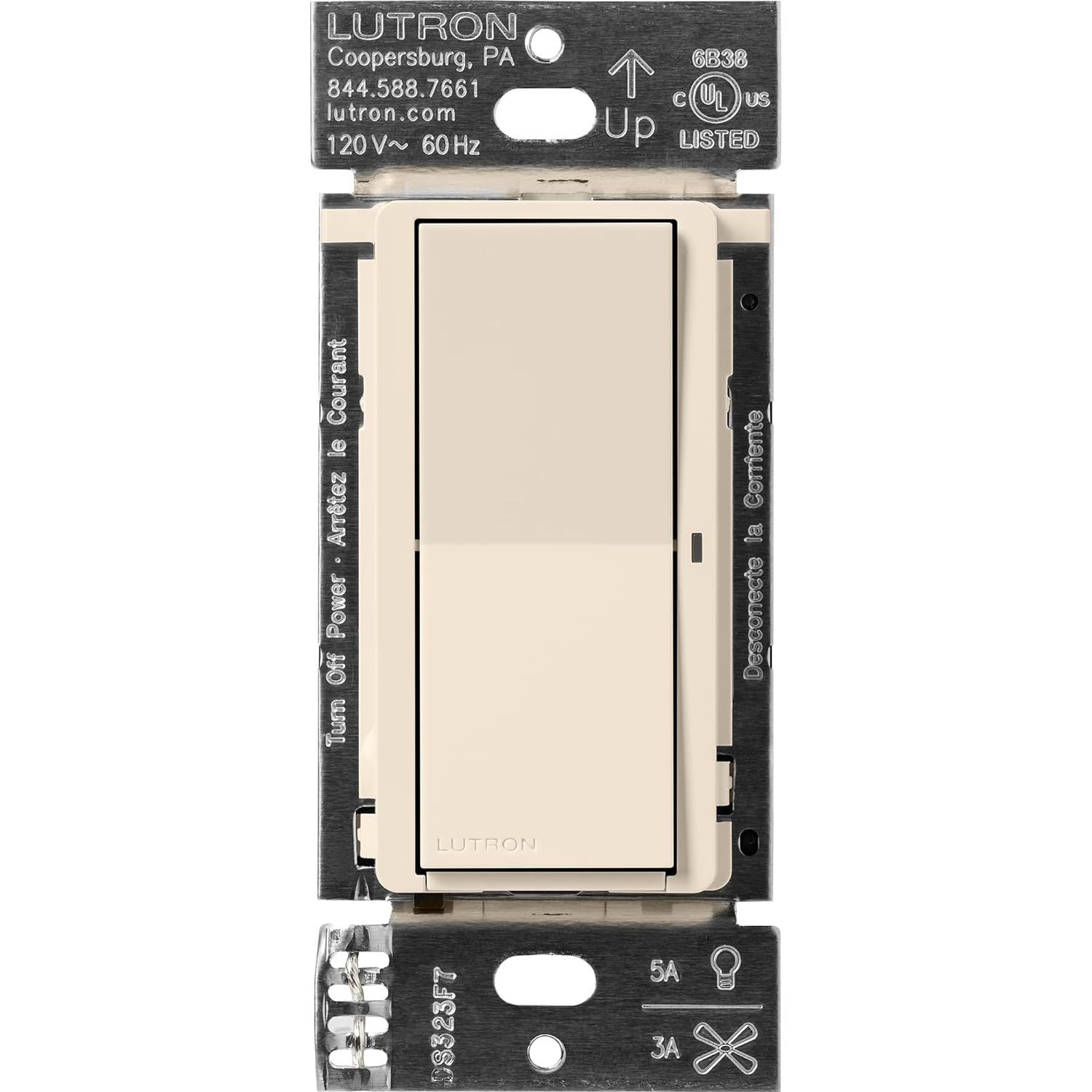 Lutron Caseta Claro Smart Switch, Light Almond (DVRF-5NS-LA)