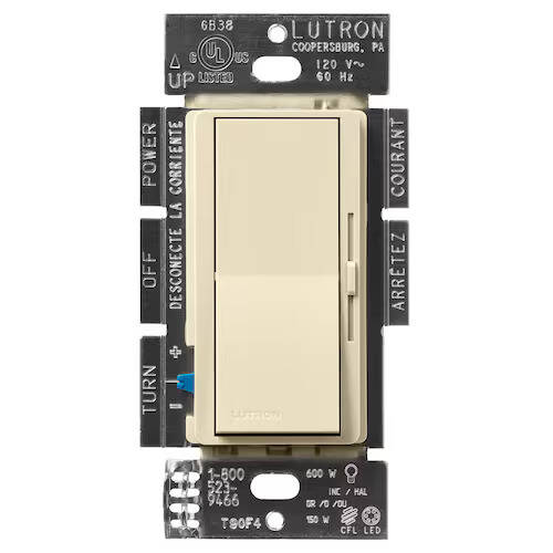 Lutron Diva Dimmer, 150W CFL/LED 600W Halogen/Incandescent, Sand (DVSCCL-153P-SD)