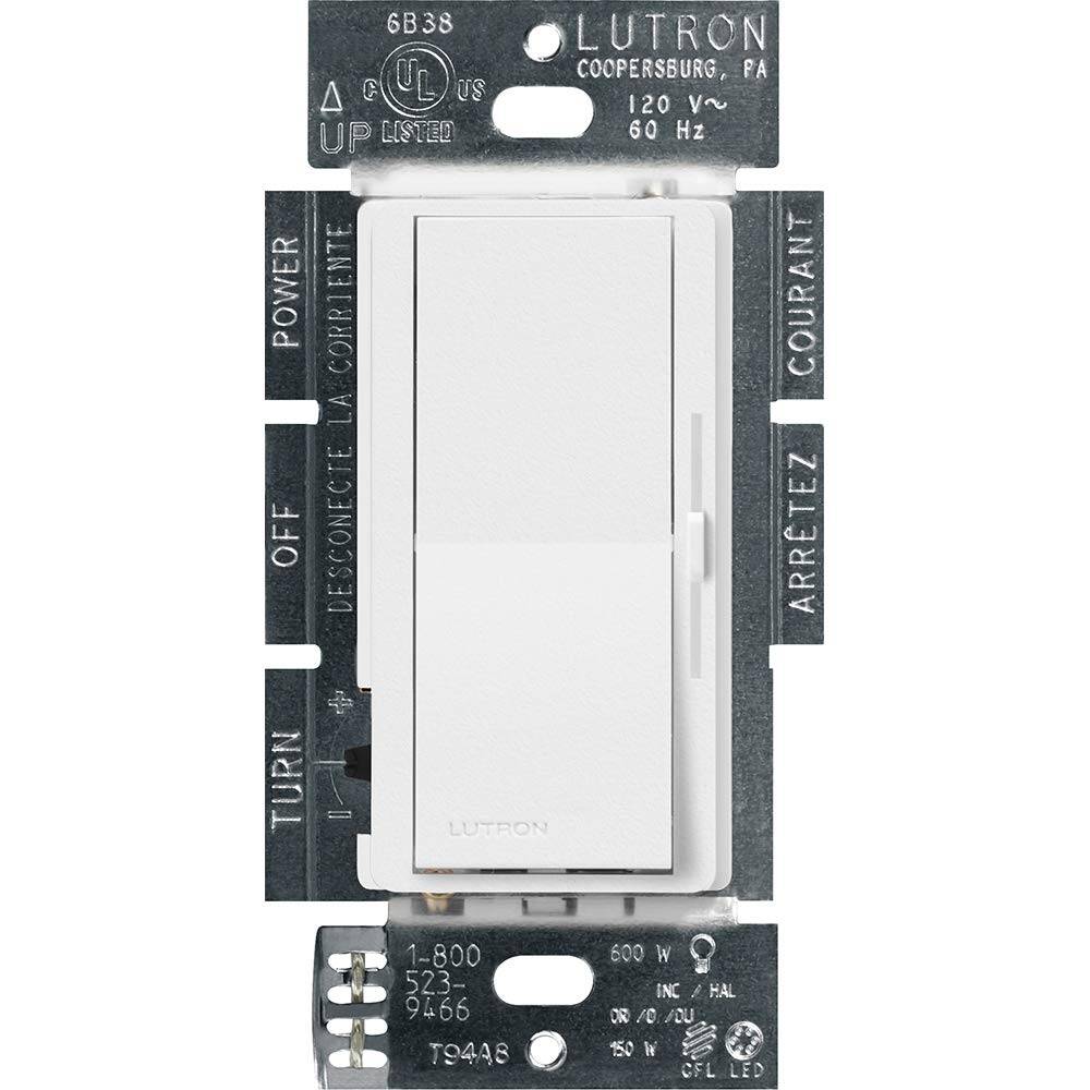 Lutron Diva Dimmer, 150W CFL/LED 600W Halogen/Incandescent, Snow (DVSCCL-153P-SW)