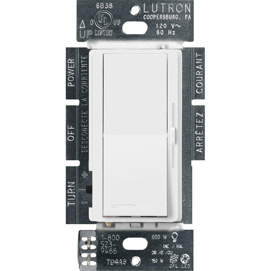 Lutron Diva Dimmer, 150W CFL/LED 600W Halogen/Incandescent, Snow (DVSCCL-153P-SW)