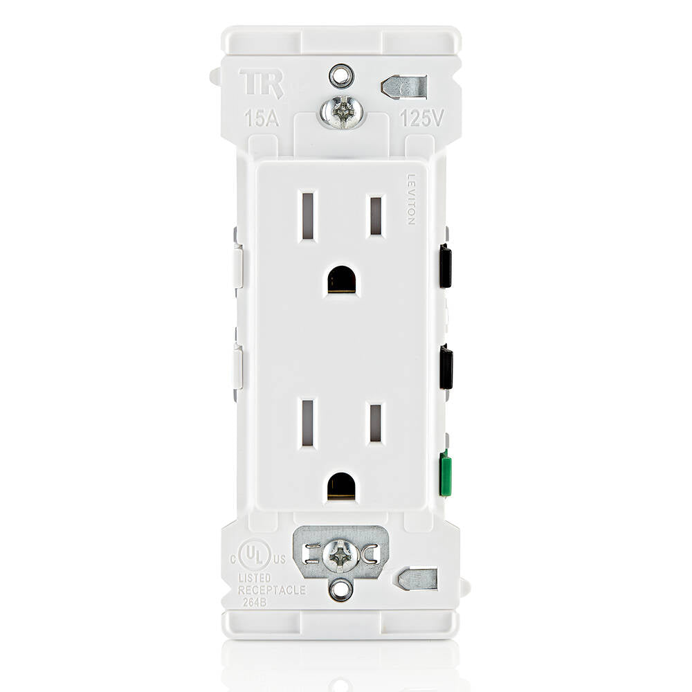 Leviton Decora Edge 15A Tamper Resistant Duplex Receptacle, White (E5325-W)