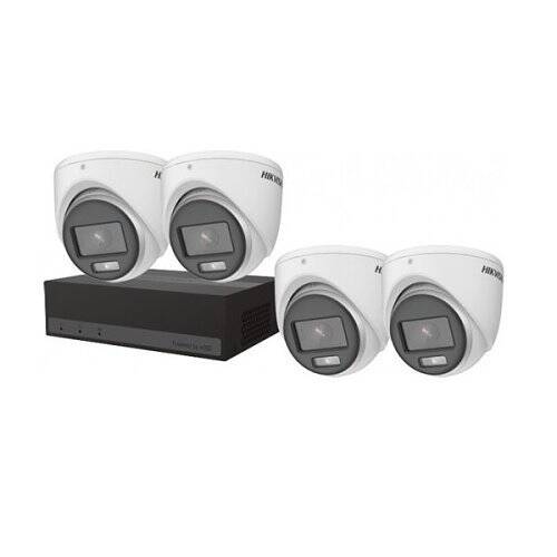 Hikvision ColorVu TurboHD Kit 4CH Recorder, 512GB eSSD,4 x 2MP Turret Cameras (EKT-SSD424)