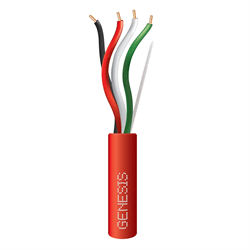 Genesis 22/4 Quad Solid Alarm Station Wire 1000FT/304.8m Box, FT4, Red (GEN-11331104)
