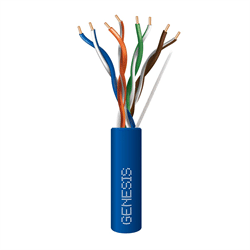 Genesis 24/4pr Cat5e UTP Wire 1000FT/304.8m Box, FT4 CMR, Blue (GEN-50781106)