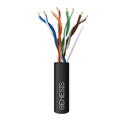 Genesis 24/4pr Cat5e UTP Wire 1000FT/304.8m Box, FT4 CMR, Black (GEN-50781108)