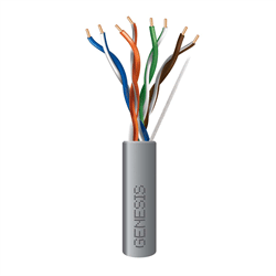 Genesis 24/4pr Cat5e UTP Wire 1000FT/304.8m Box, FT4 CMR, Gray (GEN-50781109)