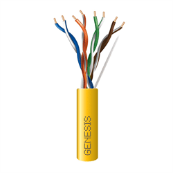 Genesis 24/4pr Cat5e UTP Wire 1000FT/304.8m Box, FT6 CMP, Yellow (GEN-50881102)