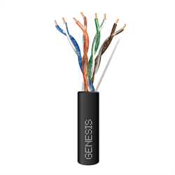 Genesis Outdoor Water Resistant 24/4pr Cat5e Wire 500FT/152m Reel Black (GEN-50975008)
