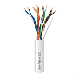 Genesis 23/4pr Cat6 UTP Wire 1000FT/304.8m Box, FT6, CMP Plenum, White (GEN-63611101)
