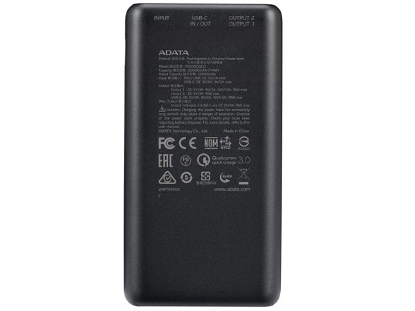Adata P20000Qcd 20000Mah Power Bank Black