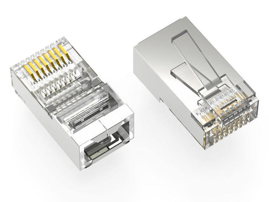 Axiom Rj45 Cat5E Shielded Plug, Solid/Stranded Wire, 50 Micron, 10
