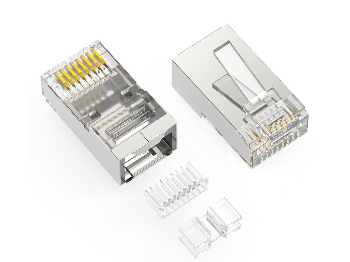 Axiom Rj45 Cat6A Shielded Plug, 3Pc Type Solid/Stranded Wire 50 Mi