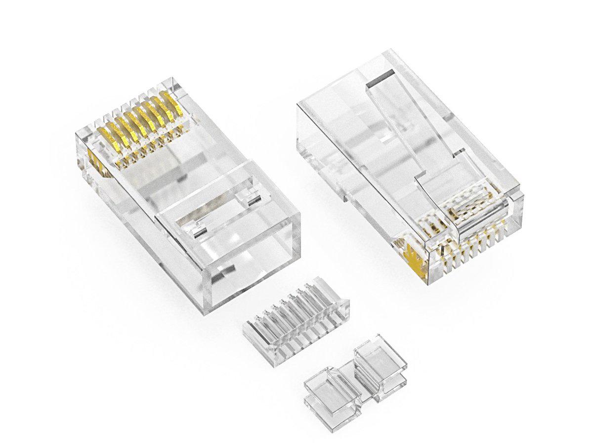 Axiom Rj45 Cat6A Utp Plug, 3Pc Type, Solid/Stranded Wire, 50 Micro