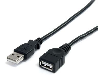 Cable de extensión USB 2.0 de 90 cm, color negro, A a A - M/H - 3 F