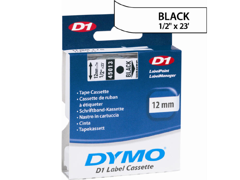 Newell-Dymo D1 Tape Cart 1/2 X 23 Blk On Wht