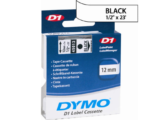 Newell-Dymo D1 Tape Cart 1/2 X 23 Blk On Wht