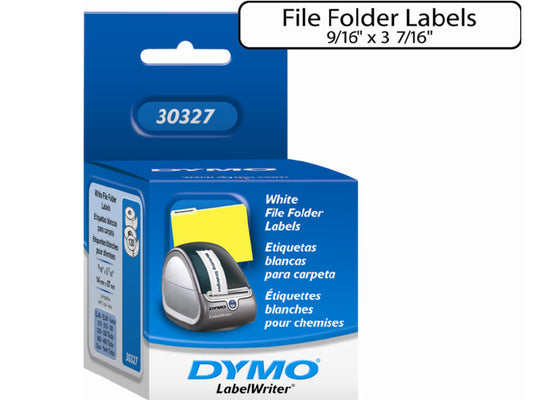 Chemises Newell-Dymo Lbl blanches, 1 pose, 130 feuilles/rouleau, paquet de 2