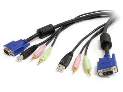 Cable KVM USB VGA 4 en 1 de 3 m con audio y micrófono de Startech.Com