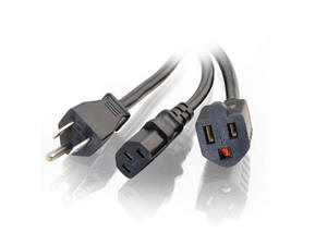 C2G 1.5Ft 16 Awg 1-To-2 Power Cord Splitter (Nema 5-15P To 1 Nema