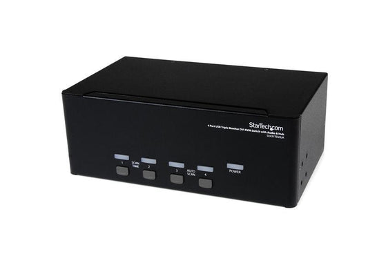 Startech.Com Conmutador KVM USB DVI de 4 puertos para triple monitor con audio y