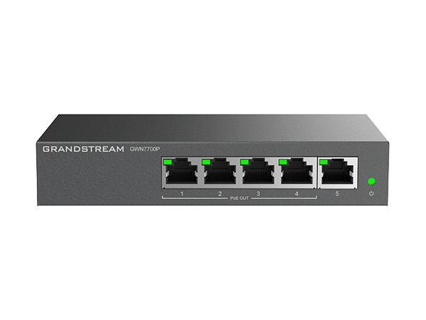 Grandstream Layer 2 Unmanaged Poe Switch, 5 X Gige (4 X Poe), Meta