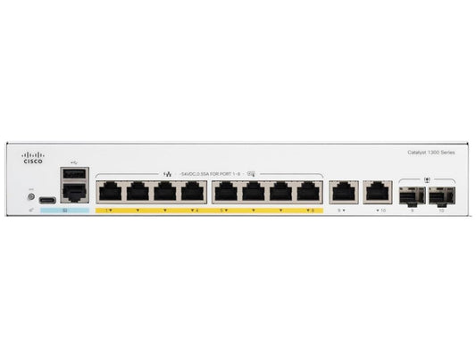 Catalyst 1300 8-Port Ge, Full Poe, 2X1G Combo