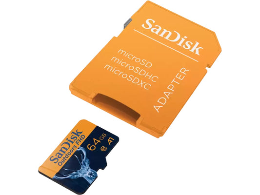 Tarjeta de memoria flash Sandisk Outdoors FHD de 64 GB (MicroSDXC UHS-I)