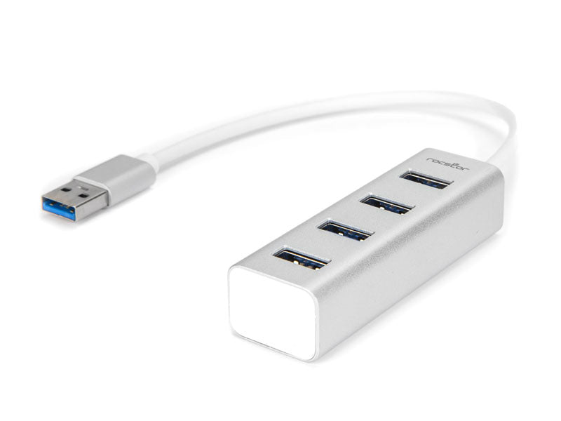 Rocstor Premium Portable 4 Port Superspeed Mini Usb 3.0 Hub - Alum